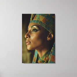 Koninklijke Egyptische Koningin Turkoois Goud Port Canvas Afdruk