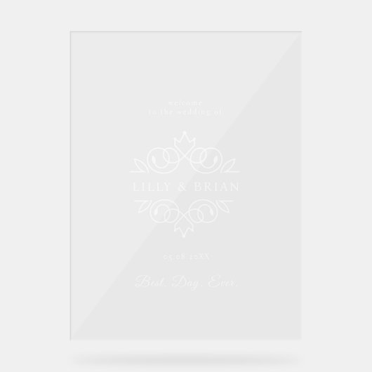 Koninklijke, elegante, "Best-Day-Ever" bruiloft Acryl Bord (Voorkant)