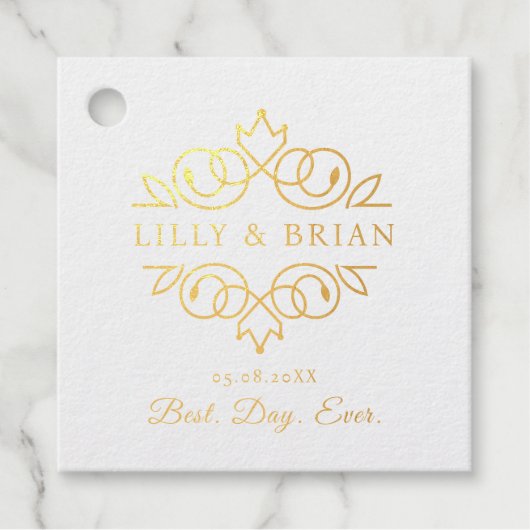 Koninklijke, elegante, "Best-Day-Ever" bruiloft Bedankjes Labels (Voorkant)