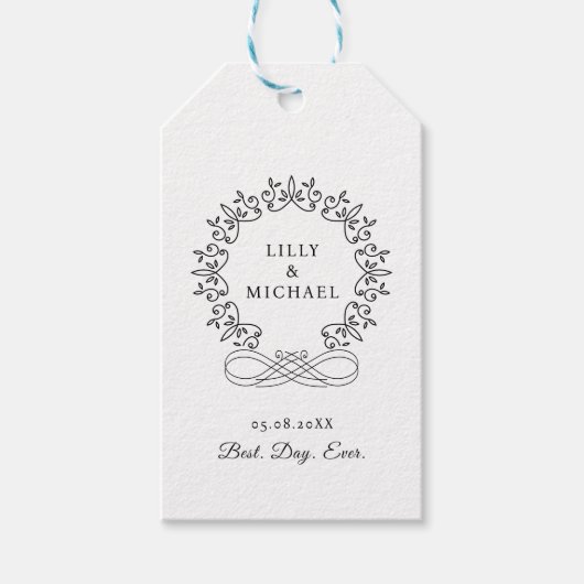 Koninklijke, elegante, "Best-Day-Ever" bruiloft Cadeaulabel (Voorkant)