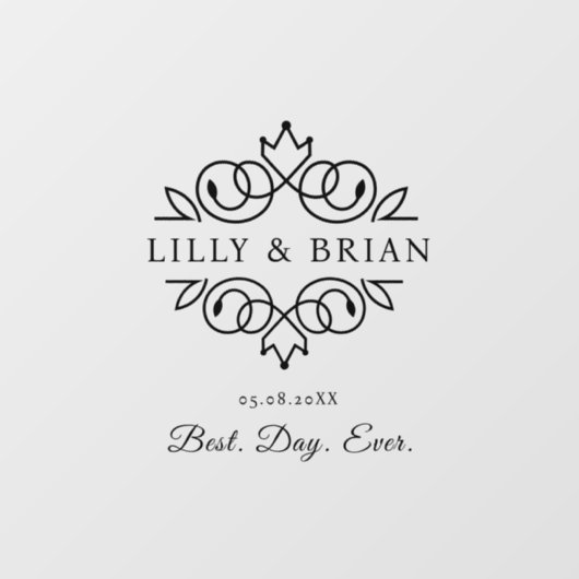 Koninklijke, elegante, "Best-Day-Ever" bruiloft Raamsticker (Vel)