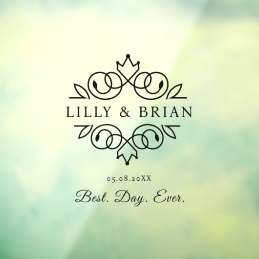 Koninklijke, elegante, "Best-Day-Ever" bruiloft Raamsticker (Vel 3)