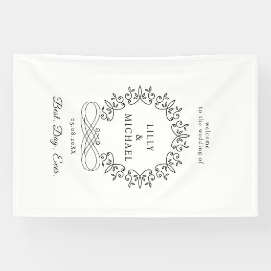 Koninklijke, elegante, "Best-Day-Ever" bruiloft Spandoek (Horizontaal)