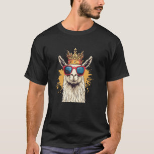 Koninklijke en Grappige Lama met Kroonontwerp voor T-shirt
