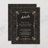 Koninklijke Fleur-de-Lis Art Deco 1920s Trouw Informatiekaartje (Voorkant / Achterkant)