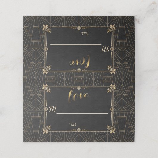 Koninklijke Fleur-de-Lis Art Deco 1920s Trouw Plaatskaartje (Buitenkant ongevouwen)