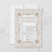 Koninklijke Fleur-de-Lis Art Deco Goud Wit 20s RSV RSVP Kaartje (Voorkant)
