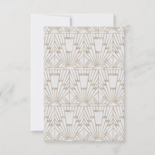 Koninklijke Fleur-de-Lis Art Deco Goud Wit 20s RSV RSVP Kaartje (Achterkant)