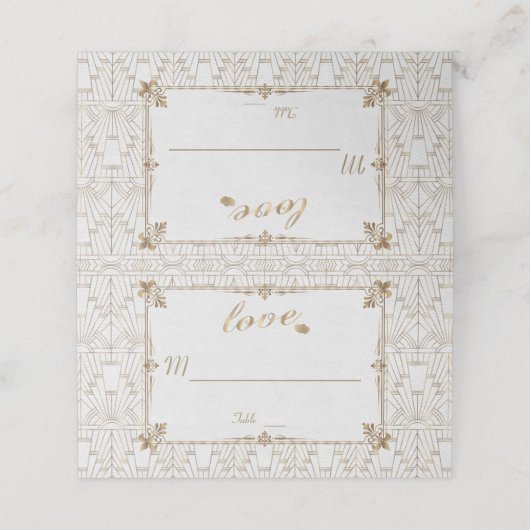 Koninklijke Fleur-de-Lis Art Deco Goud Witte 20s T Plaatskaartje (Buitenkant ongevouwen)