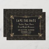 Koninklijke Fleur-de-Lis Art Deco jaren 20 Save Th Save The Date (Voorkant / Achterkant)