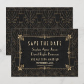 Koninklijke Fleur-de-Lis Art Deco jaren 20 Save Th The Date (Voorkant / Achterkant)