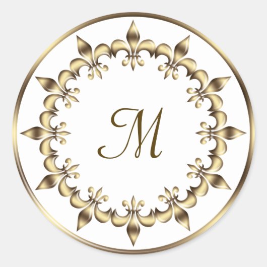 Koninklijke Fleur De Lis Monogram Ronde Sticker (Voorkant)
