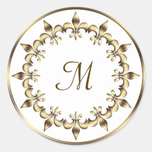 Koninklijke Fleur De Lis Monogram Ronde Sticker
