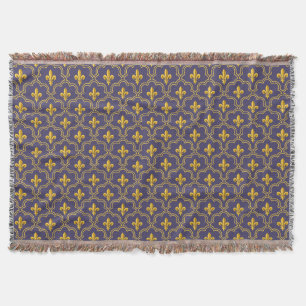 Koninklijke Fleur-de-Lis Paars en Goud Patroon Deken