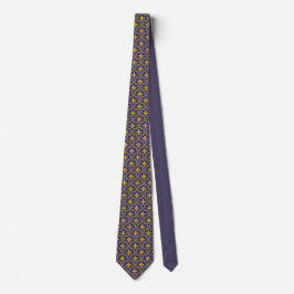 Koninklijke Fleur-de-Lis Paars en Goud Patroon Stropdas