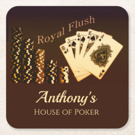 Koninklijke Flush Poker Thema Drink Ondersetters Kartonnen Onderzetters