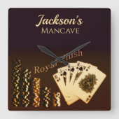 Koninklijke Flush Poker Thema Wandklok (Voorkant)