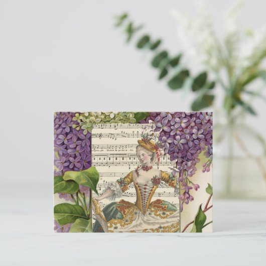  Koninklijke Franse Mode en Lilacs Briefkaart (Staand voorkant)