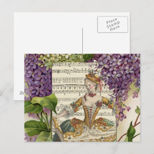  Koninklijke Franse Mode en Lilacs Briefkaart (Voorkant / Achterkant)