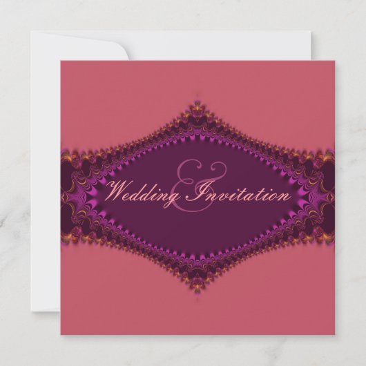 Koninklijke Fuchsia Kant Trouw Uitnodiging (Voorkant)