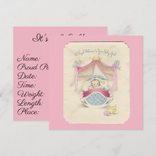  koninklijke geboorte van Baby Girl Kaart (Voorkant / Achterkant)