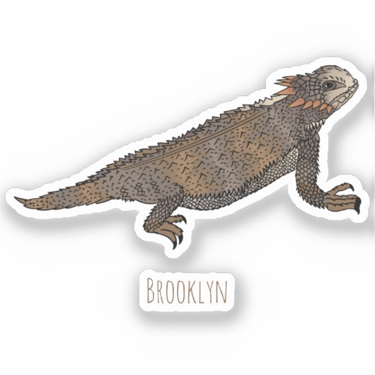 Koninklijke gehoornde hagedis cartoonillustratie sticker (Voorkant)