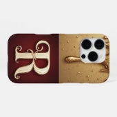 💎 Koninklijke Glitter R Monogram Druppelende Gla iPhone Hoesje (Achterkant horizontaal)