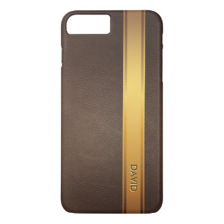 Koninklijke Gold Stripe - Eigen naam leder Achterg iPhone 8/7 Plus Hoesje