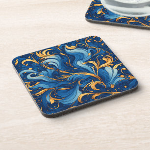Koninklijke golven van grillige krullen van blauw bier onderzetter