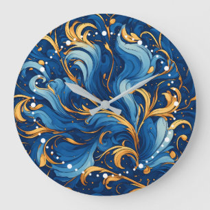 Koninklijke golven van grillige krullen van blauw grote klok