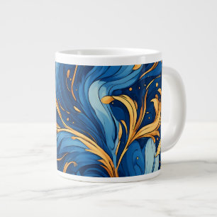 Koninklijke golven van grillige krullen van blauw  grote koffiekop