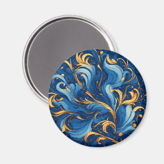 Koninklijke golven van grillige krullen van blauw  magneet