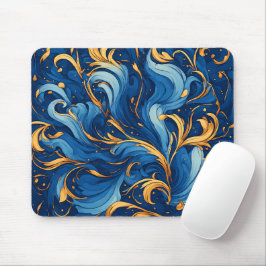 Koninklijke golven van grillige krullen van blauw  muismat