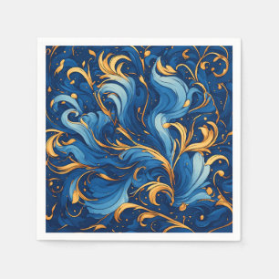 Koninklijke golven van grillige krullen van blauw  servet