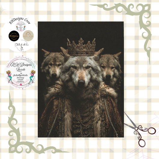 Koninklijke Gotische Wolf Kunstposter Decoupage Tissuepapier