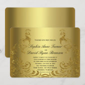 Koninklijke Gouden Abstracte Pauw Huwelijksuitnodi Kaart (Voorkant / Achterkant)