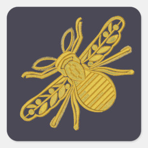 Koninklijke gouden bij imitatie van borduurwerk vierkante sticker