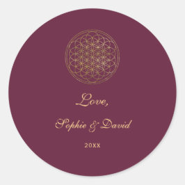 Koninklijke Gouden Bloem van het Leven Heilige Geo Ronde Sticker