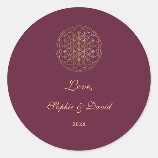 Koninklijke Gouden Bloem van het Leven Heilige Geo Ronde Sticker (Voorkant)