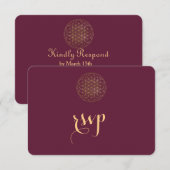 Koninklijke Gouden Bloem van het Leven Heilige Geo RSVP Kaartje (Voorkant / Achterkant)