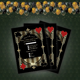 Koninklijke Gouden Fleur-de-lis Great Gatsby Bruil RSVP Kaartje