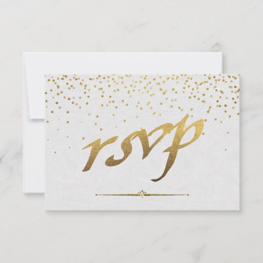 Koninklijke Gouden Folie Bruiloft Aangepaste RSVP (Voorkant)