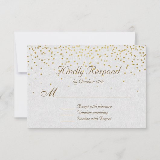Koninklijke Gouden Folie Bruiloft Aangepaste RSVP (Achterkant)