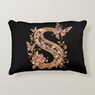 Koninklijke Gouden Kristallen Letter S Luxe Mono Accent Kussen