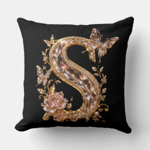 Koninklijke Gouden Kristallen Letter S Luxe Mono Kussen