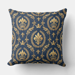 Koninklijke Gouden Kroon Blauwe Fluwelen Luxe Dama Kussen