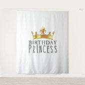 Koninklijke Gouden Kroon Verjaardag Prinses Party Wandkleed (Voorkant)