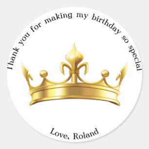 Koninklijke Gouden Kroon Verjaardagsfeestje Ronde Sticker