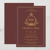  koninklijke gouden monogram bruiloft Holiday Kaar Feestdagenkaart (Voorkant / Achterkant)