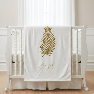 Koninklijke Gouden Palmblad & Kroon Babydeken op m Fleece Deken